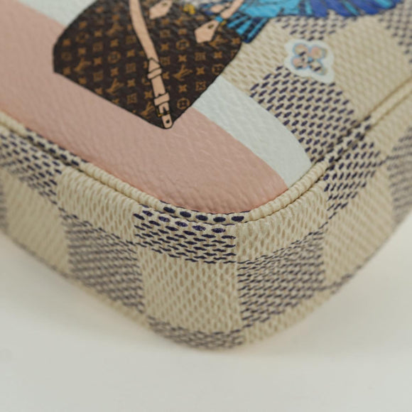 LOUIS VUITTON Damier Azur Mini Pochette Accessoires Pouch N64451 LV Auth AMZ456M