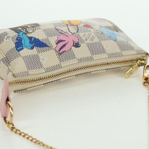LOUIS VUITTON Damier Azur Mini Pochette Accessoires Pouch N64451 LV Auth AMZ456M