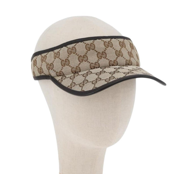 GUCCI GG Canvas Web Sherry Line Sun Visor Beige Red Green Auth AMZ459
