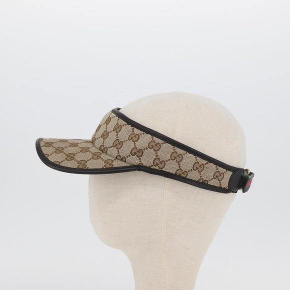 GUCCI GG Canvas Web Sherry Line Sun Visor Beige Red Green Auth AMZ459
