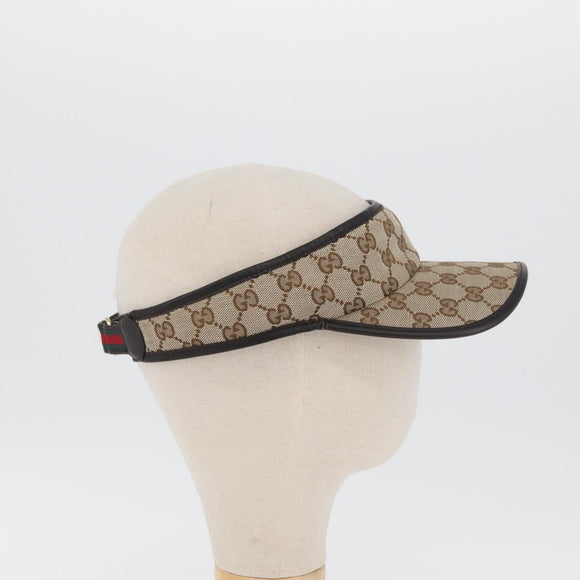 GUCCI GG Canvas Web Sherry Line Sun Visor Beige Red Green Auth AMZ459