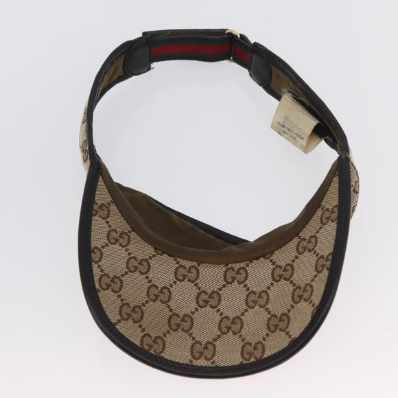 GUCCI GG Canvas Web Sherry Line Sun Visor Beige Red Green Auth AMZ459