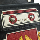 PRADA Robot Shoulder Bag Safiano leather 2way Black Silver Auth AMZ460SAV-18
