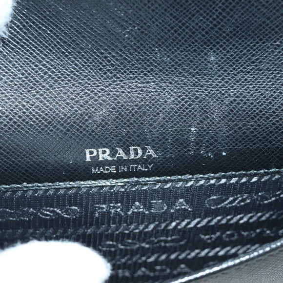 PRADA Robot Shoulder Bag Safiano leather 2way Black Silver Auth AMZ460SAV