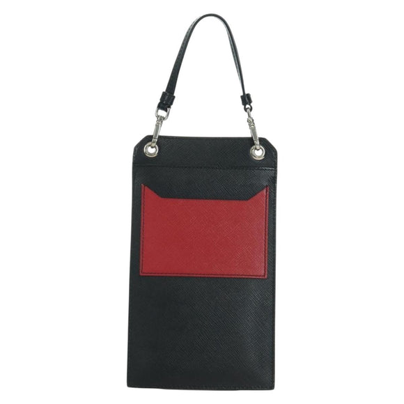 PRADA Robot Shoulder Bag Safiano leather 2way Black Silver Auth AMZ460SAV