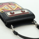 PRADA Robot Shoulder Bag Safiano leather 2way Black Silver Auth AMZ460SAV-6
