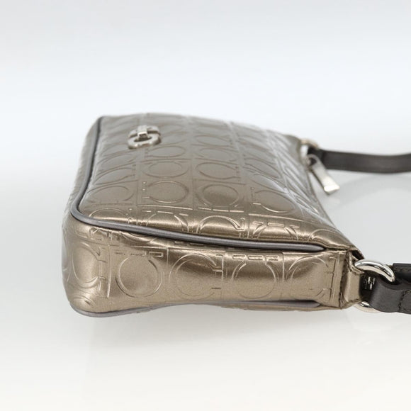 Salvatore Ferragamo Gancini Shoulder Bag Leather Gold Auth AMZ465A