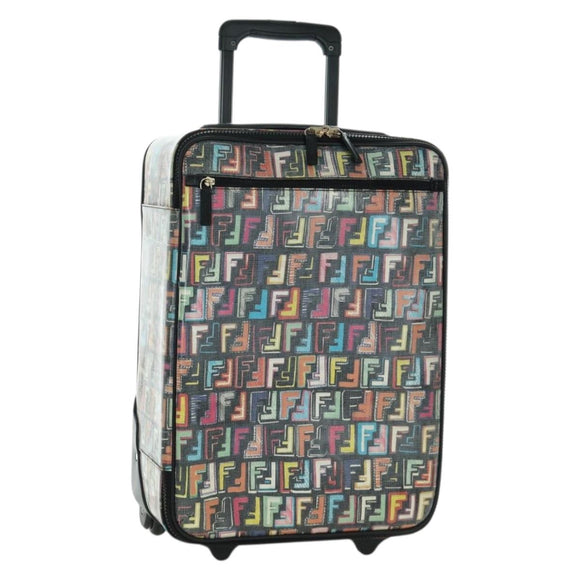 FENDI Carry Case Zucca Canvas Trunk Multicolor Gold Auth AMZ467M