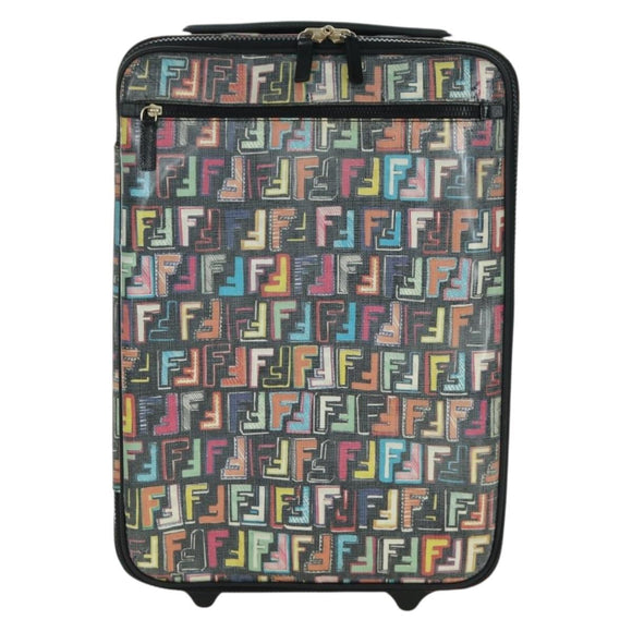 FENDI Carry Case Zucca Canvas Trunk Multicolor Gold Auth AMZ467M