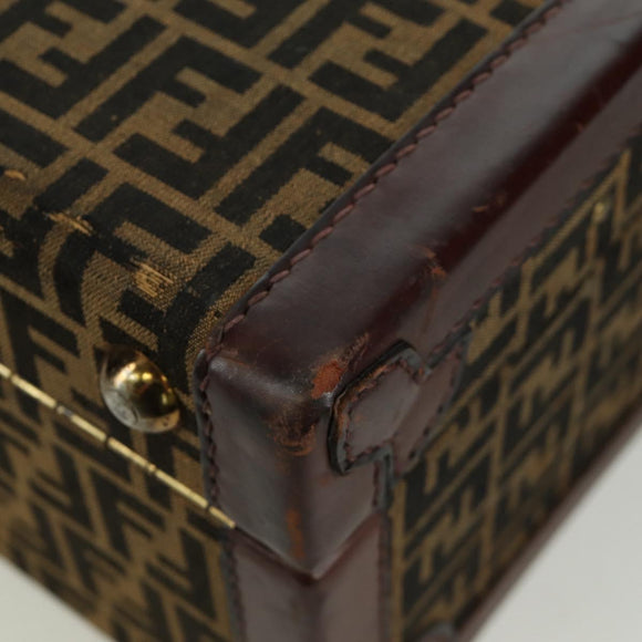 FENDI Zucca Canvas Trunk Black Brown Auth AMZ468V