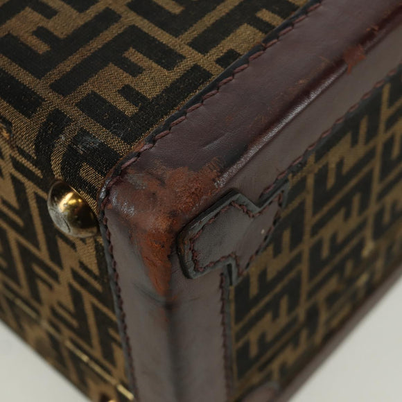 FENDI Zucca Canvas Trunk Black Brown Auth AMZ468V