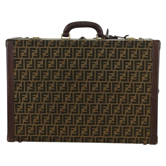 FENDI Zucca Canvas Trunk Black Brown Auth AMZ468V