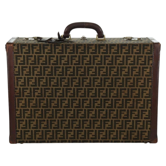 FENDI Zucca Canvas Trunk Black Brown Auth AMZ468V
