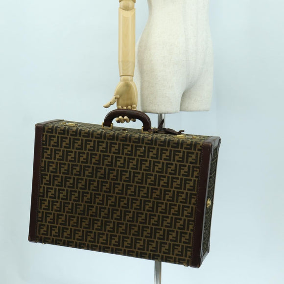 FENDI Zucca Canvas Trunk Black Brown Auth AMZ468V