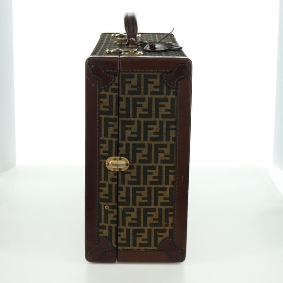 FENDI Zucca Canvas Trunk Black Brown Auth AMZ468V