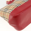 Burberrys Nova Check Hand Bag Canvas Beige Gold Auth AMZ488-9
