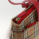Burberrys Nova Check Hand Bag Canvas Beige Gold Auth AMZ488-11