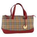Burberrys Nova Check Hand Bag Canvas Beige Gold Auth AMZ488-1