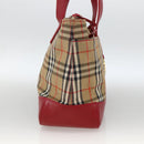 Burberrys Nova Check Hand Bag Canvas Beige Gold Auth AMZ488-3
