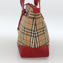 Burberrys Nova Check Hand Bag Canvas Beige Gold Auth AMZ488-4