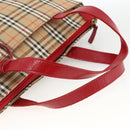 Burberrys Nova Check Hand Bag Canvas Beige Gold Auth AMZ488-7