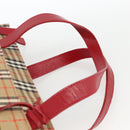 Burberrys Nova Check Hand Bag Canvas Beige Gold Auth AMZ488-8