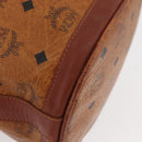 MCM Vicetos Logogram Drawstring Bag PVC Leather Brown Gold Auth AMZ492-14