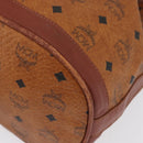 MCM Vicetos Logogram Drawstring Bag PVC Leather Brown Gold Auth AMZ492-15