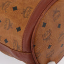 MCM Vicetos Logogram Drawstring Bag PVC Leather Brown Gold Auth AMZ492-16