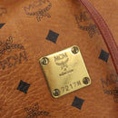 MCM Vicetos Logogram Drawstring Bag PVC Leather Brown Gold Auth AMZ492-12