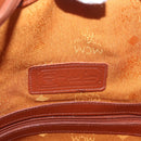 MCM Vicetos Logogram Drawstring Bag PVC Leather Brown Gold Auth AMZ492-10