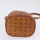 MCM Vicetos Logogram Drawstring Bag PVC Leather Brown Gold Auth AMZ492-5