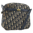 Christian Dior Trotter Canvas Shoulder Bag Navy Gold Auth AMZ494A-1