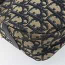 Christian Dior Trotter Canvas Shoulder Bag Navy Gold Auth AMZ494A-15