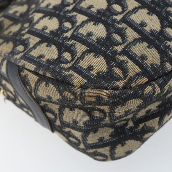 Christian Dior Trotter Canvas Shoulder Bag Navy Gold Auth AMZ494A