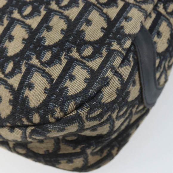 Christian Dior Trotter Canvas Shoulder Bag Navy Gold Auth AMZ494A