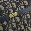 Christian Dior Trotter Canvas Shoulder Bag Navy Gold Auth AMZ494A-18