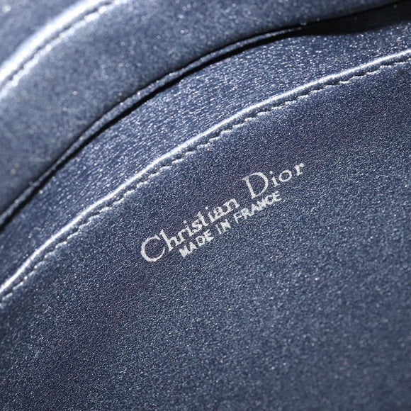 Christian Dior Trotter Canvas Shoulder Bag Navy Gold Auth AMZ494A
