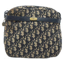 Christian Dior Trotter Canvas Shoulder Bag Navy Gold Auth AMZ494A-13