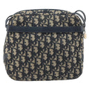 Christian Dior Trotter Canvas Shoulder Bag Navy Gold Auth AMZ494A-2