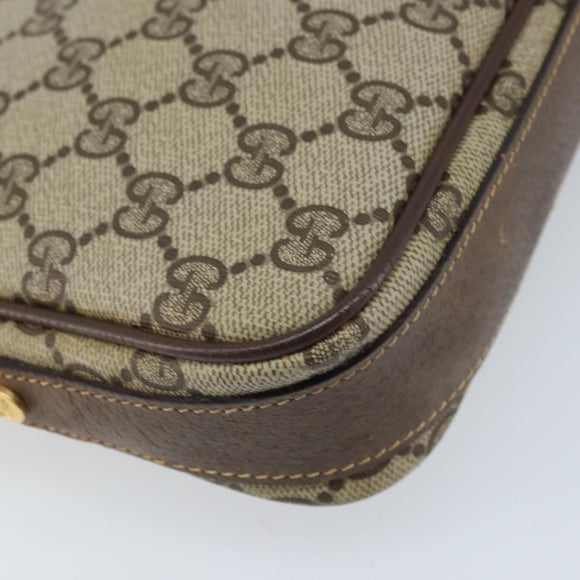 GUCCI GG Supreme Shoulder Bag PVC Beige Gold Auth AMZ497