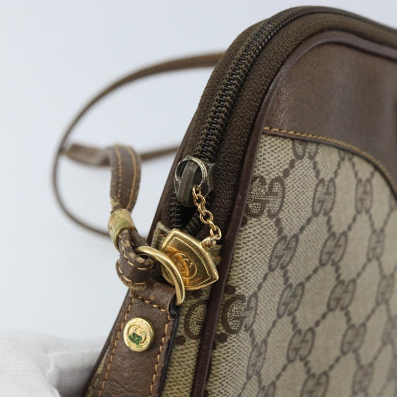 GUCCI GG Supreme Shoulder Bag PVC Beige Gold Auth AMZ497