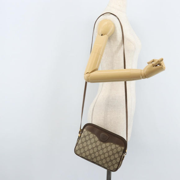 GUCCI GG Supreme Shoulder Bag PVC Beige Gold Auth AMZ497