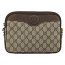 GUCCI GG Supreme Shoulder Bag PVC Beige Gold Auth AMZ497-13