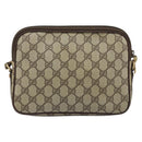 GUCCI GG Supreme Shoulder Bag PVC Beige Gold Auth AMZ497-2