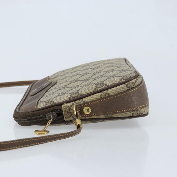 GUCCI GG Supreme Shoulder Bag PVC Beige Gold Auth AMZ497