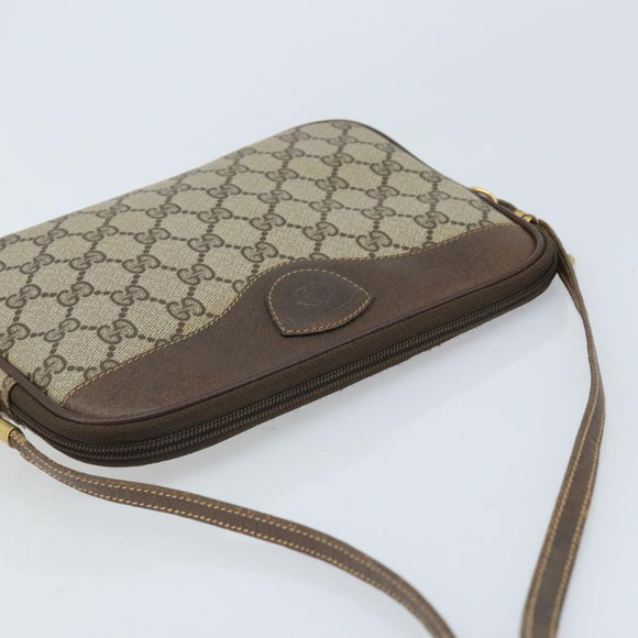 GUCCI GG Supreme Shoulder Bag PVC Beige Gold Auth AMZ497