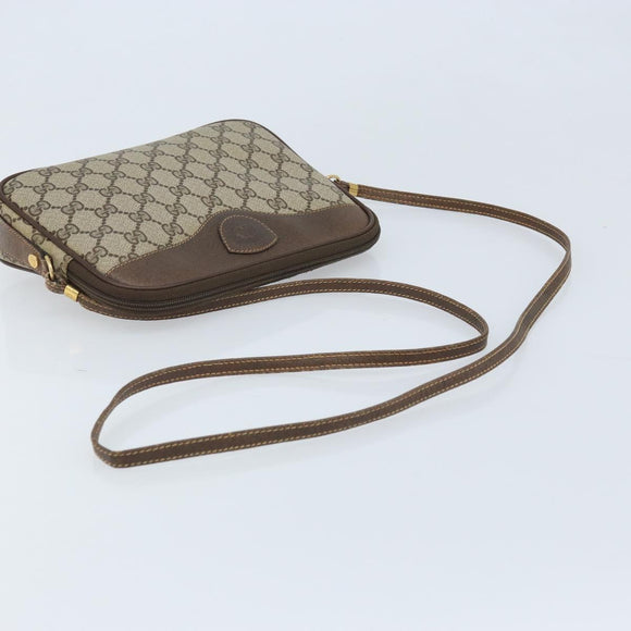 GUCCI GG Supreme Shoulder Bag PVC Beige Gold Auth AMZ497