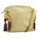 LOEWE anagram Shoulder Bag Leather Gold Auth AMZ499-1
