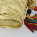 LOEWE anagram Shoulder Bag Leather Gold Auth AMZ499-9
